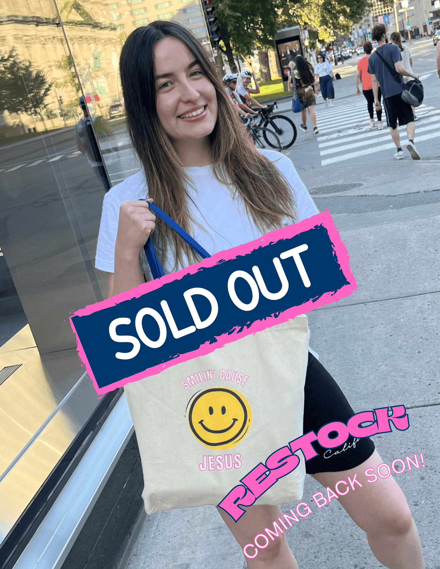 Smilin' cause Jesus- Premium Canvas Tote