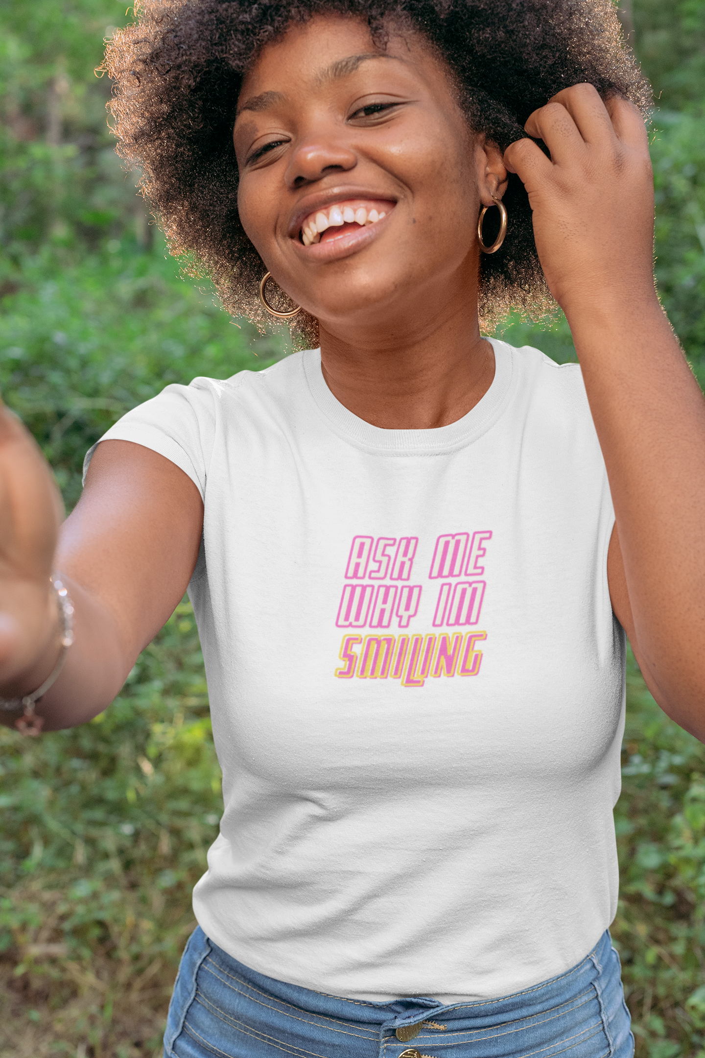 Ask me why I'm Smilin'- Lightweight Unisex Tee