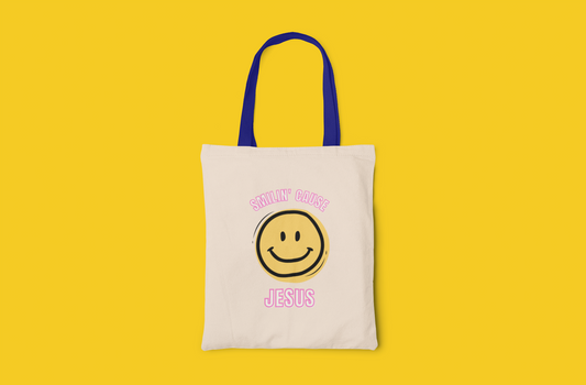 Smilin' cause Jesus- Premium Canvas Tote