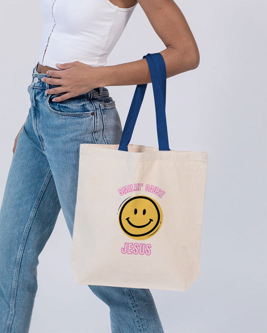 Smilin' cause Jesus- Premium Canvas Tote